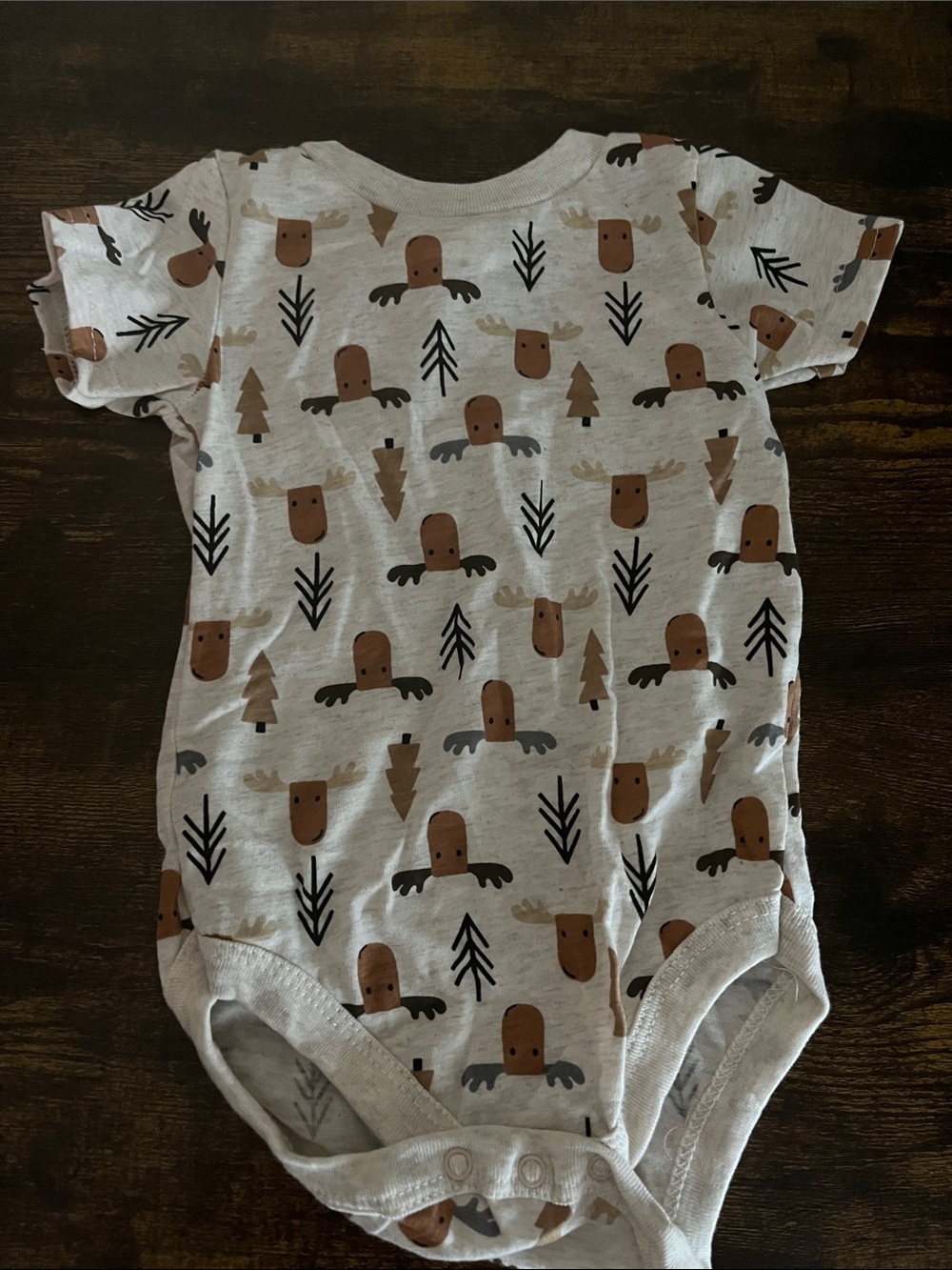 Little Rick’s  Kids Moose Print One-Piece onesie in Cream and Brown
